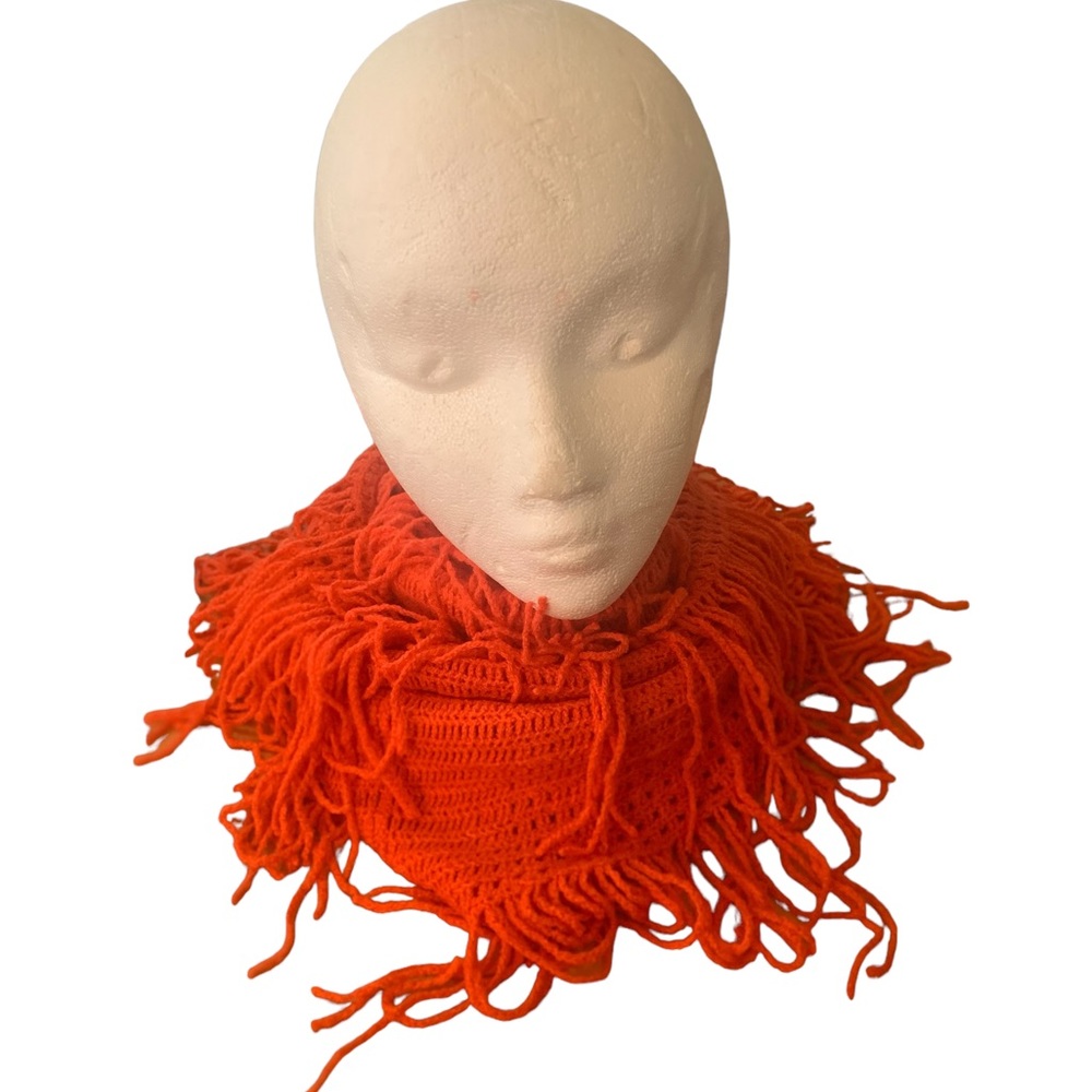 Warm Knit Infinity Scarf Red, Fringed Circle Style Red Fringed NWT